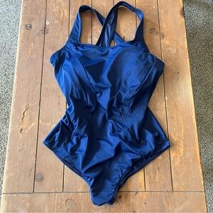 Lands End One Piece Navy Swim Suit